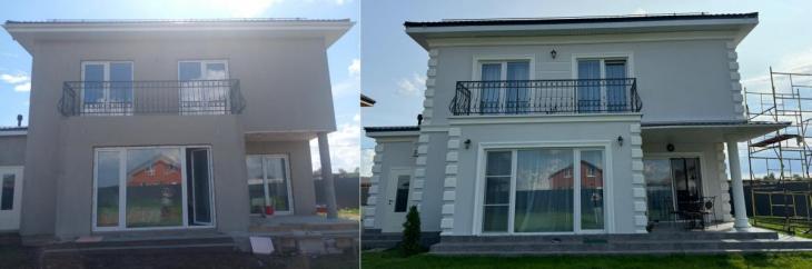 Фасадный декор на доме - фото До и После